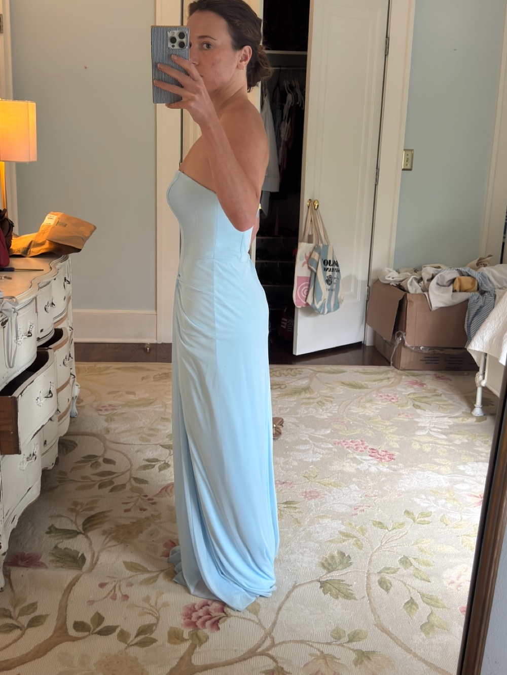 Azazie Anais Sky Blue Maxi Dress Stretch - Picture 2 of 5